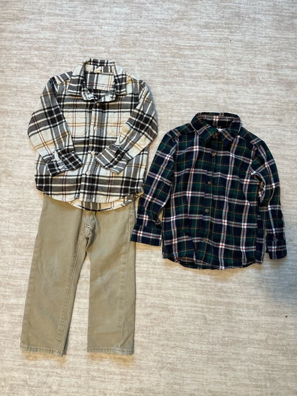 Toddler Boys 3T Fall Outfit Bundle Gap Flannel Shirt Pants Carter’s Plaid
